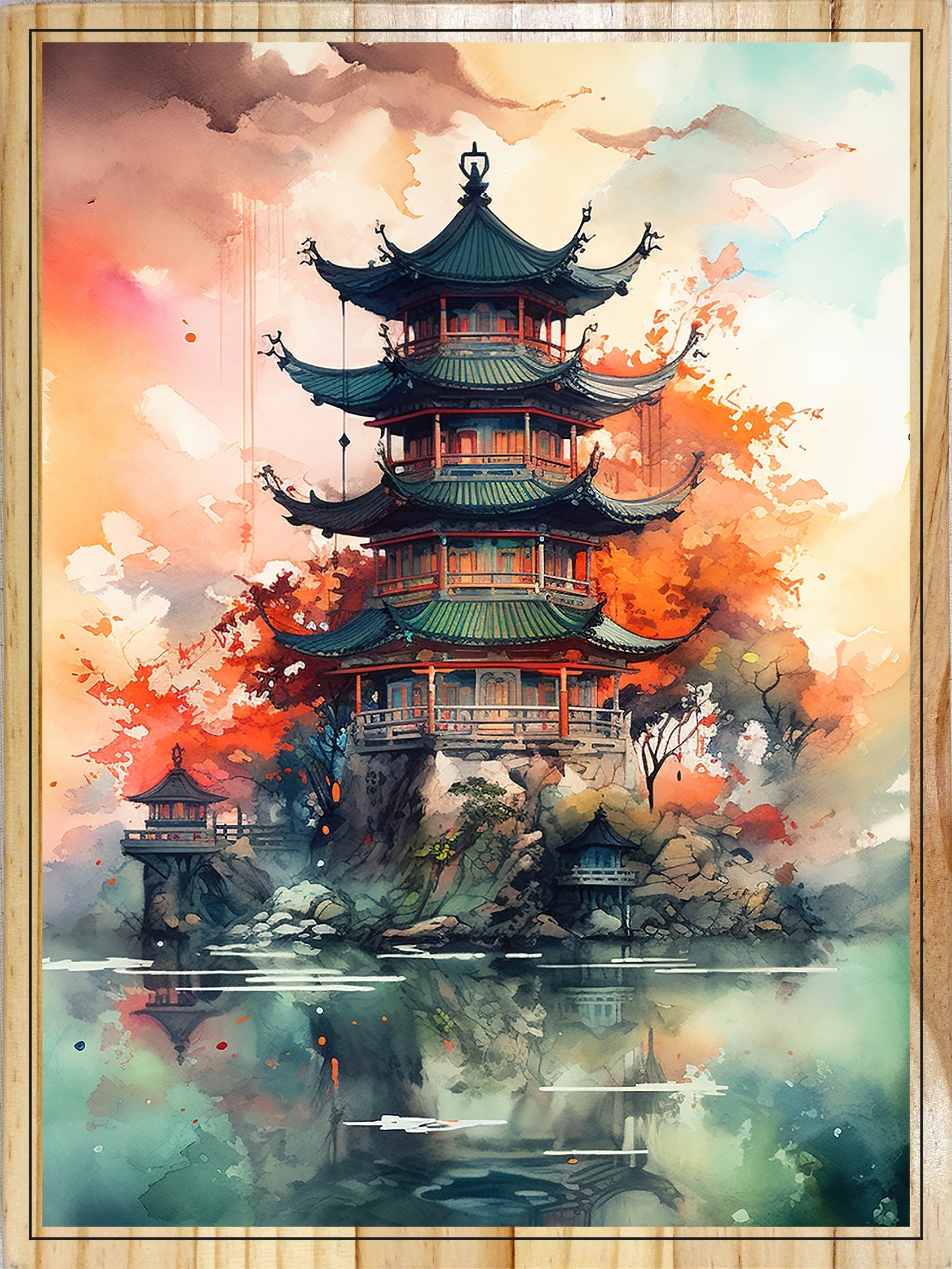 Chinese Architecture Watercolor